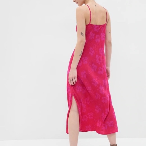 GAP Pink Floral Midi Slip Dress - Picture 7 of 8